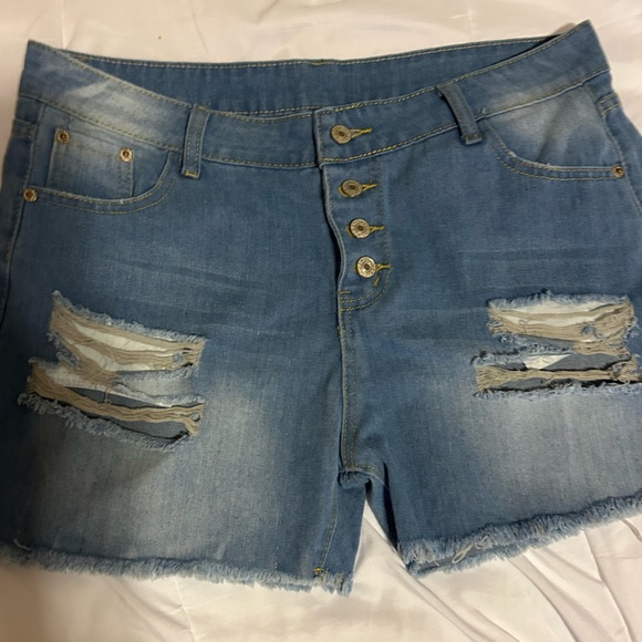 Distressed Denim Women Shorts - Picture 2 of 4